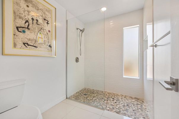 Bathroom, Glass Shower, Interior, Recessed Lighting