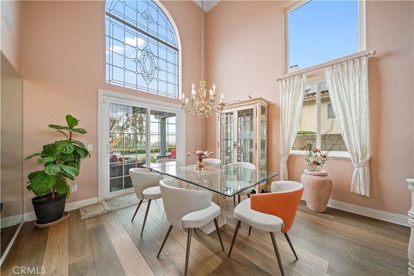 Chandelier, Dining room, Interior, Wood Texture Flooring