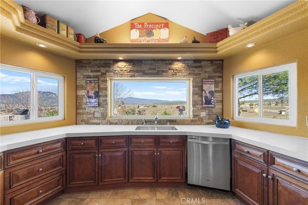 Interior, Kitchen, Recessed Lighting, Stone Walls