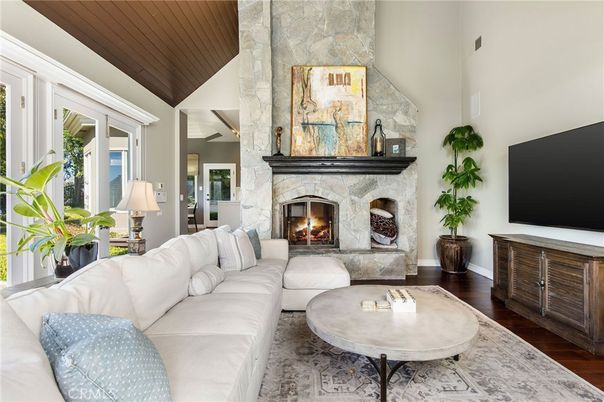 Fireplace, Interior, Living room, Stone Walls, Wooden Ceilings, Wood Texture Flooring