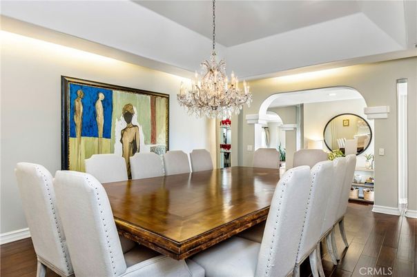 Chandelier, Dining room, Interior, Wood Texture Flooring