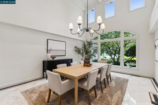 Chandelier, Dining room, Interior, Marble