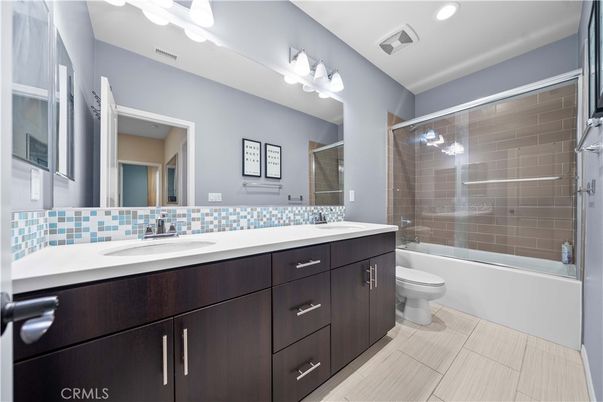 Bathroom, Dual Sink Vanities, Glass Shower, Interior, Recessed Lighting