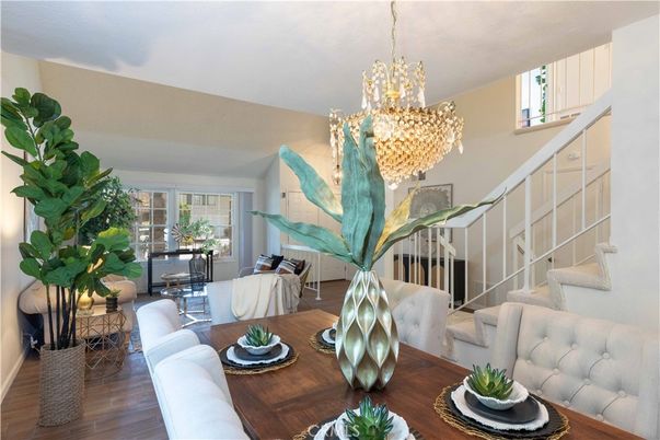 Chandelier, Dining room, Interior, Wood Texture Flooring