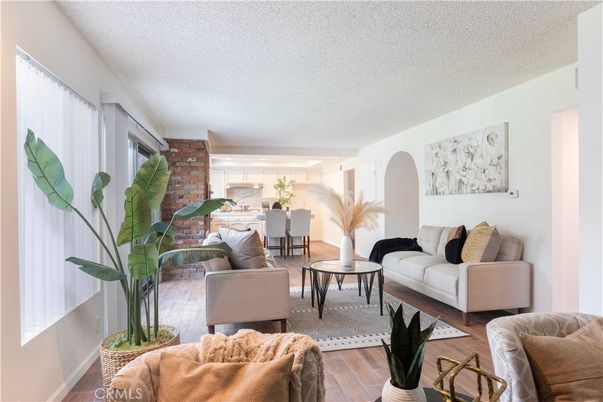 Dining room, Interior, Kitchen, Living room, Pendant Lights, Stone Walls, Wood Texture Flooring