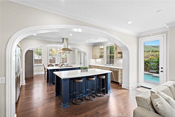 Interior, Kitchen, Pendant Lights, Recessed Lighting, Wood Texture Flooring