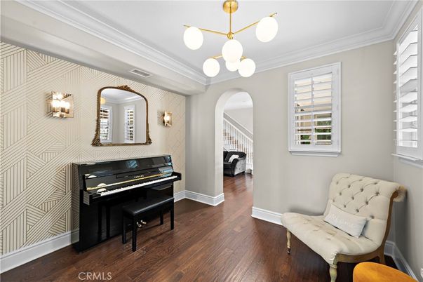 Interior, Pendant Lights, Piano, Wood Texture Flooring