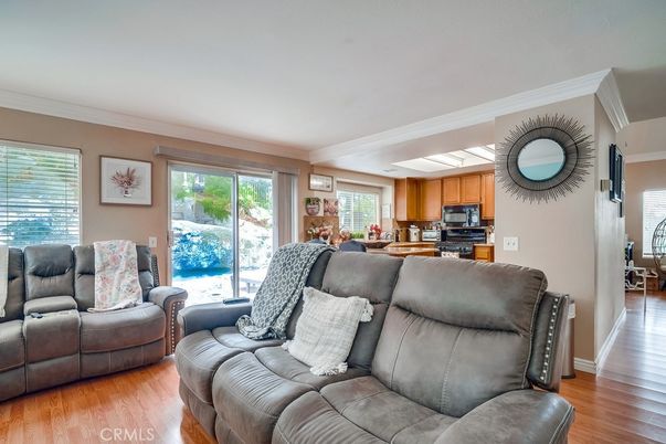 Interior, Kitchen, Living room, Stainless Steel Appliances, Wood Texture Flooring