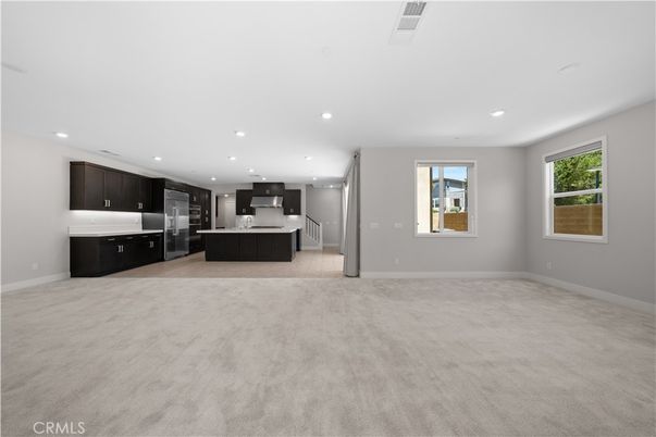 Empty room, Interior, Kitchen, Recessed Lighting, Stainless Steel Appliances
