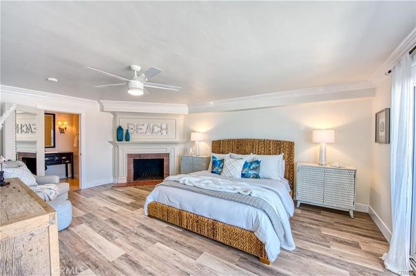 Bedroom, Fireplace, Interior, Wood Texture Flooring