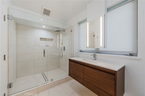 Bathroom, Glass Shower, Interior, Recessed Lighting
