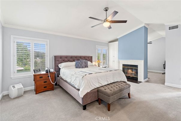 Bedroom, Fireplace, Interior
