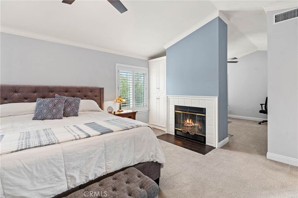 Bedroom, Fireplace, Interior
