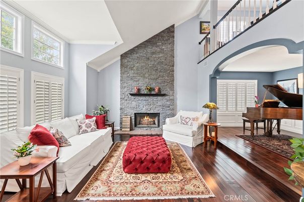 Fireplace, Interior, Living room, Piano, Stone Walls, Wood Texture Flooring