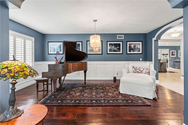 Interior, Pendant Lights, Piano, Wood Texture Flooring