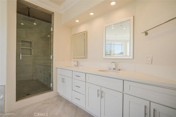 Bathroom, Dual Sink Vanities, Glass Shower, Interior, Recessed Lighting