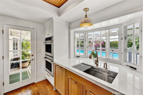 Interior, Kitchen, Pendant Lights, Stainless Steel Appliances, Wood Texture Flooring