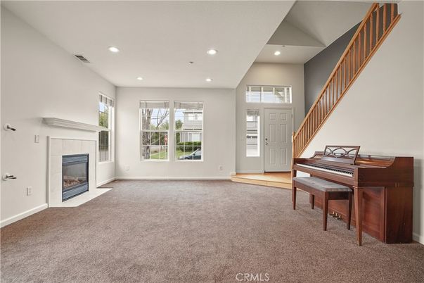 Fireplace, Interior, Piano, Recessed Lighting