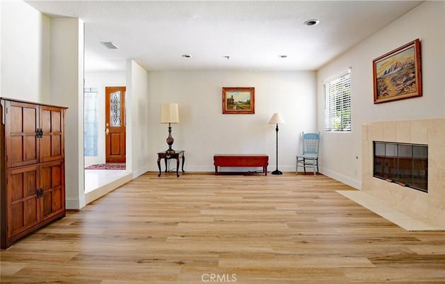 Fireplace, Interior, Recessed Lighting, Wood Texture Flooring