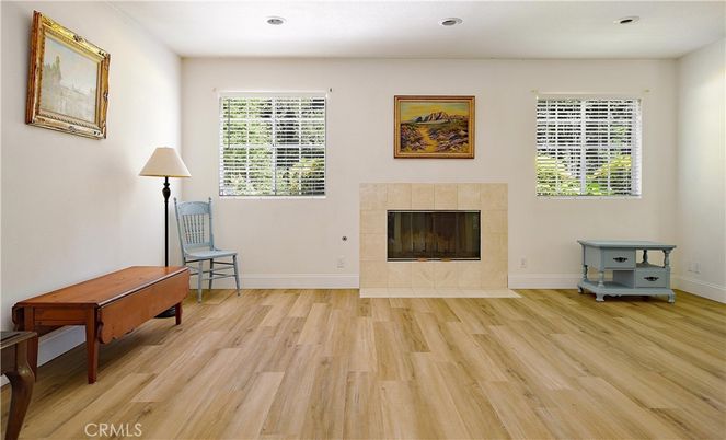 Fireplace, Interior, Recessed Lighting, Wood Texture Flooring