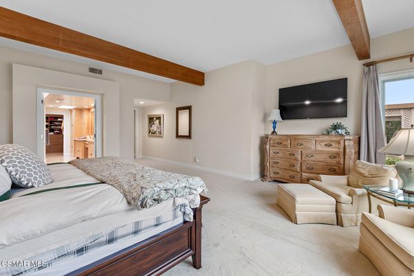 Bedroom, Interior, Recessed Lighting, Wooden Beams
