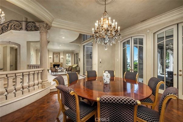 Chandelier, Dining room, Interior, Living room, Recessed Lighting, Wood Texture Flooring