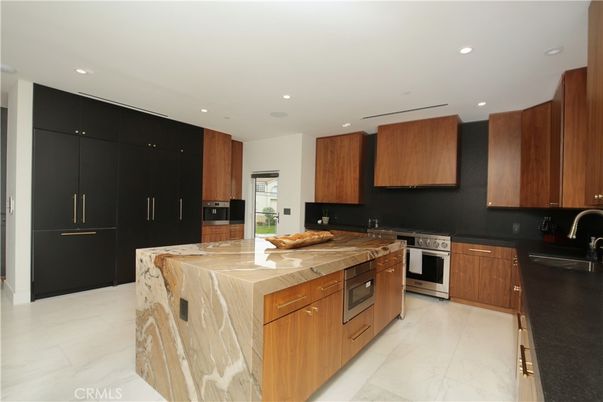 Interior, Kitchen, Marble, Recessed Lighting, Stainless Steel Appliances