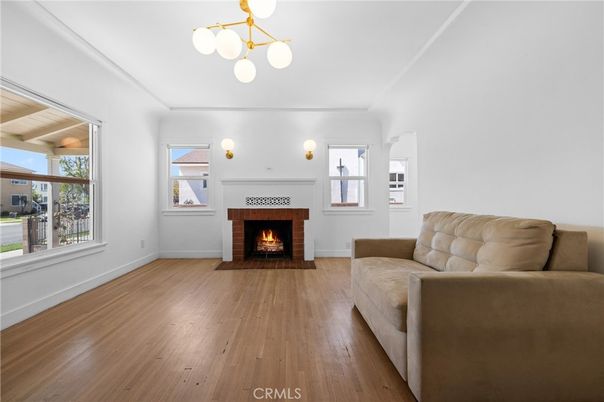 Fireplace, Interior, Pendant Lights, Wood Texture Flooring