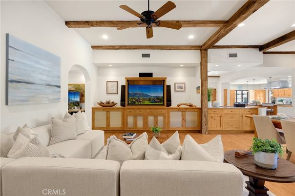 Interior, Kitchen, Living room, Recessed Lighting, Wooden Beams, Wood Texture Flooring