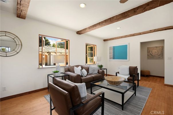 Interior, Living room, Recessed Lighting, Wooden Beams, Wood Texture Flooring