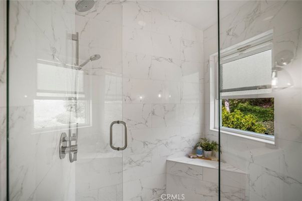 Bathroom, Glass Shower, Interior, Marble Walls