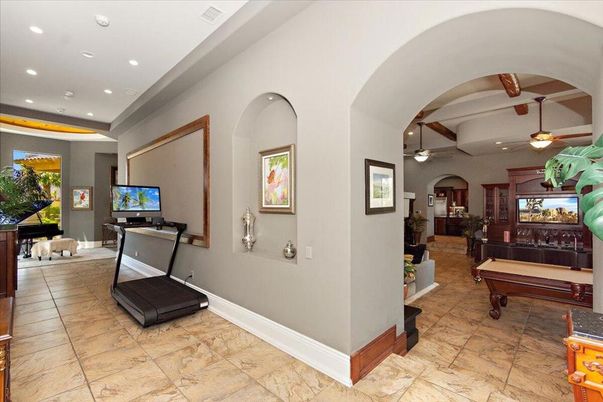Billiard Table, Game Room, Interior, Recessed Lighting