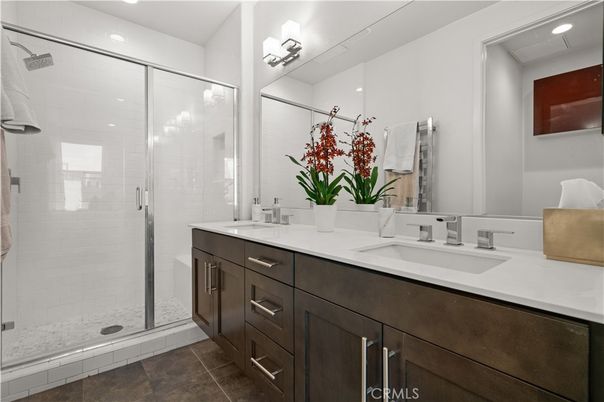 Bathroom, Dual Sink Vanities, Glass Shower, Interior, Recessed Lighting