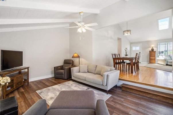 Dining room, Interior, Living room, Pendant Lights, Wood Texture Flooring