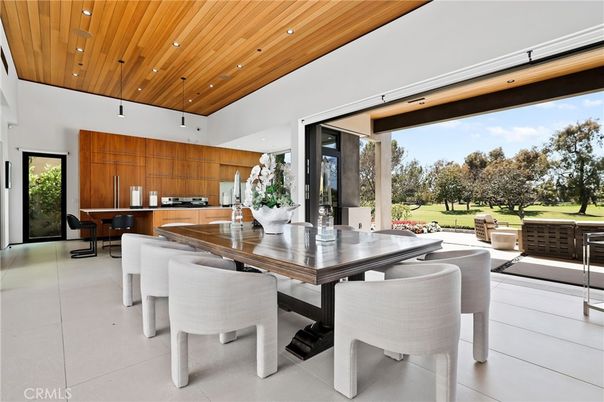 Dining room, Interior, Kitchen, Recessed Lighting, Stainless Steel Appliances, Wooden Ceilings