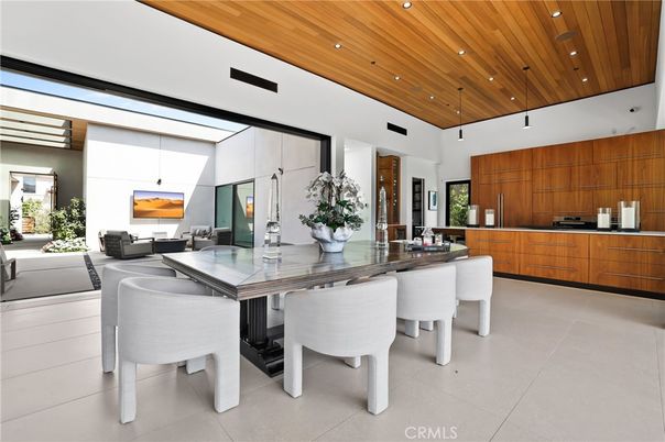 Dining room, Interior, Kitchen, Living room, Pendant Lights, Recessed Lighting, Stainless Steel Appliances, Wooden Ceilings