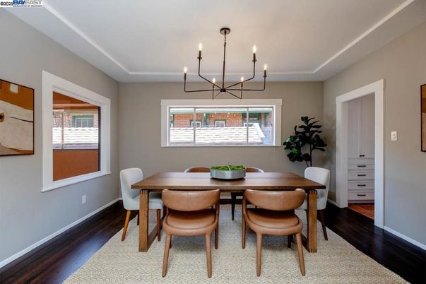 Chandelier, Dining room, Interior, Wood Texture Flooring