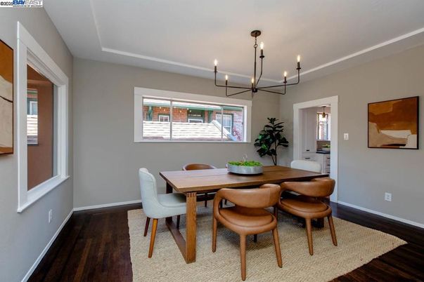 Chandelier, Dining room, Interior, Wood Texture Flooring