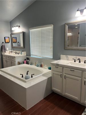Bathroom, Dual Sink Vanities, Interior, Wood Texture Flooring