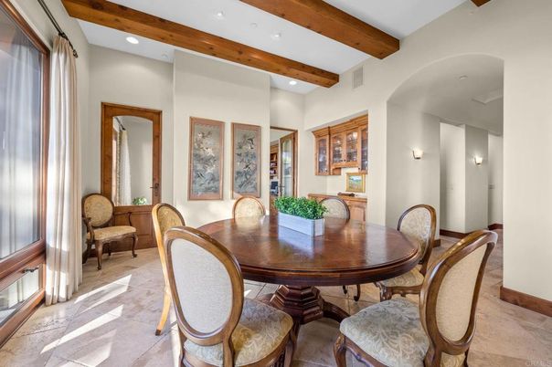 Dining room, Interior, Recessed Lighting, Wooden Beams
