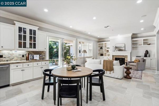 Dining room, Fireplace, Interior, Kitchen, Living room, Recessed Lighting