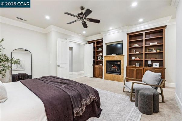 Bedroom, Fireplace, Interior, Recessed Lighting