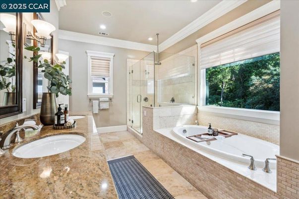 Bathroom, Dual Sink Vanities, Glass Shower, Interior, Recessed Lighting