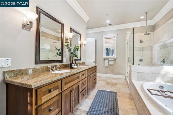 Bathroom, Dual Sink Vanities, Glass Shower, Interior, Recessed Lighting