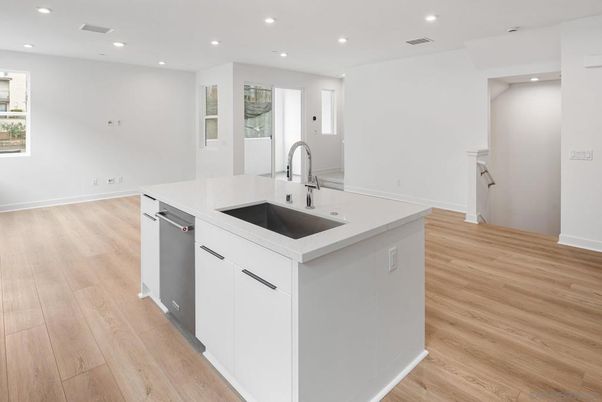 Interior, Kitchen, Recessed Lighting, Wood Texture Flooring