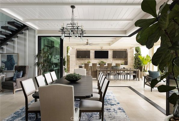 Dining room, Interior, Pendant Lights, Stone Walls