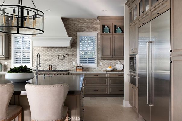 Interior, Kitchen, Recessed Lighting, Stainless Steel Appliances, Stone Walls