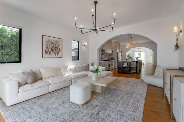 Chandelier, Dining room, Interior, Kitchen, Living room, Pendant Lights, Wood Texture Flooring