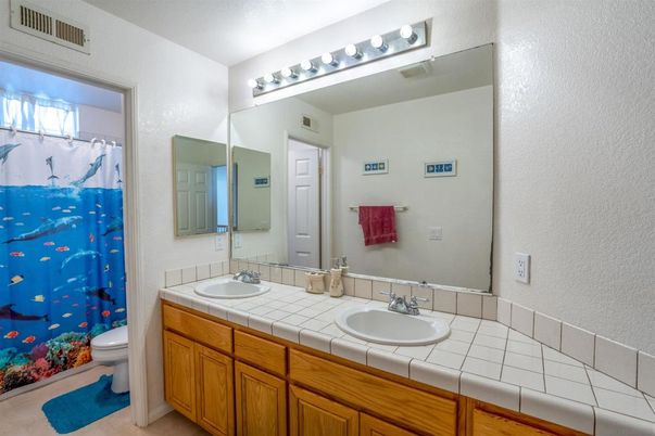 Bathroom, Dual Sink Vanities, Interior, Tile Countertops