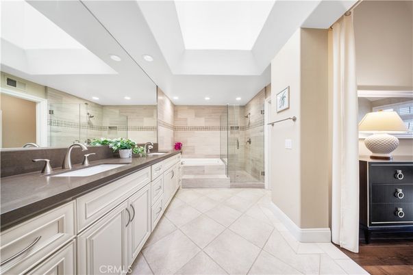 Bathroom, Dual Sink Vanities, Glass Shower, Interior, Recessed Lighting